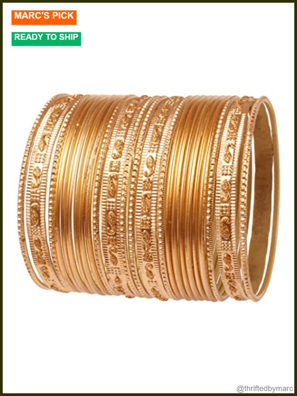 Bollywood Bangle Bracelets Set of 24 Gold Tone Alloy Textured Indian Jewelry